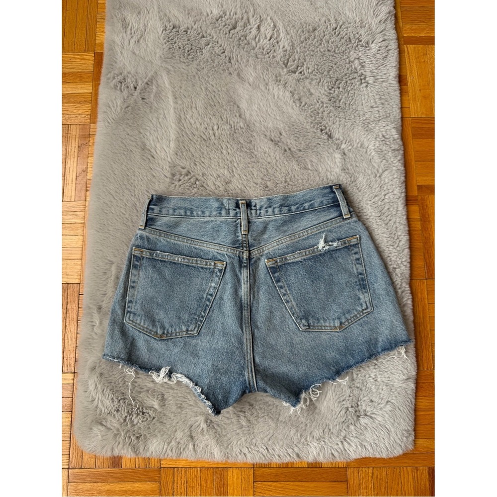 AGOLDE Parker Denim Shorts 25 Blue High Rise Cutoff Distressed Organic Cotton - Picture 4 of 9